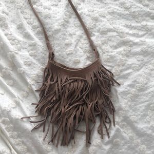 Small tan fringe purse